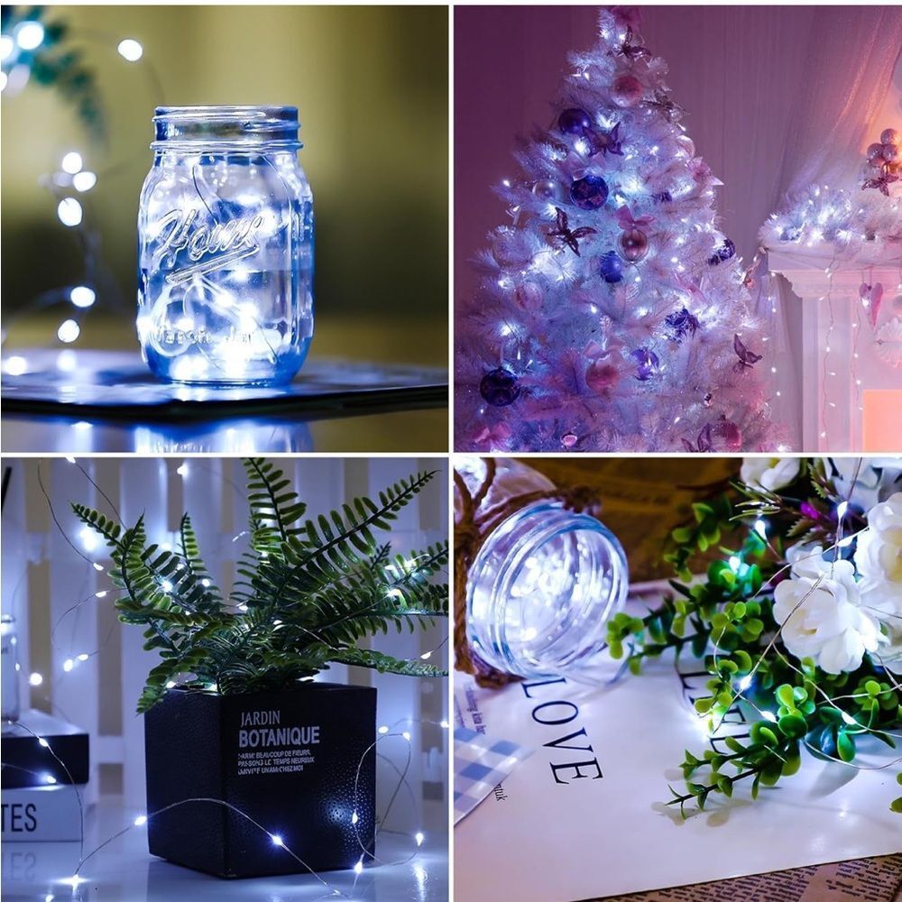 Set of 24 Fairy Lights Battery Operated White, Indoor/Outdoor